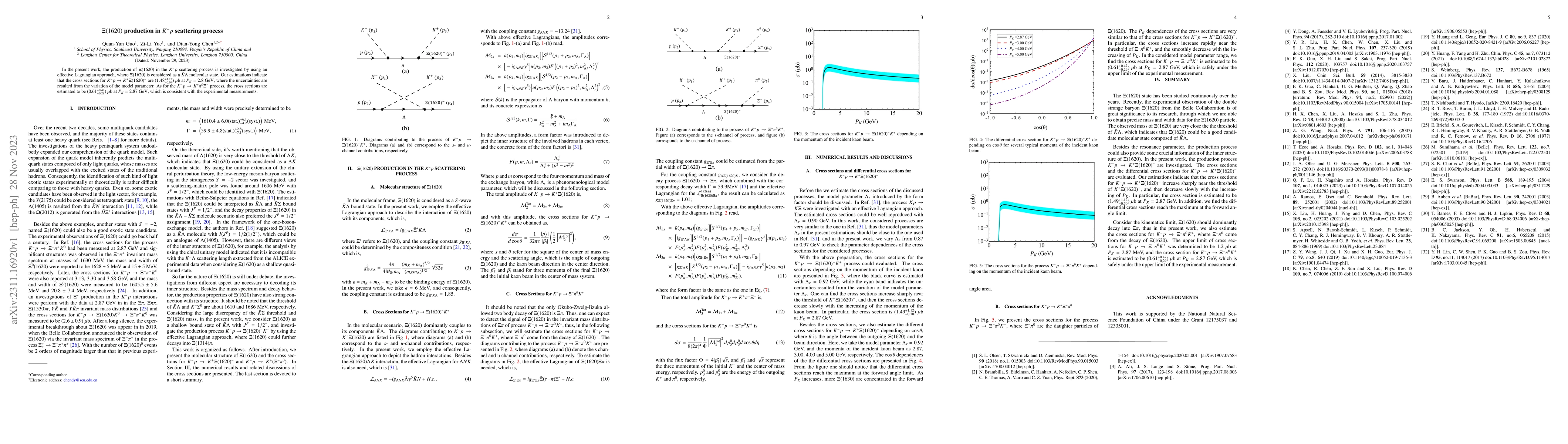 Thumbnail for $\Xi(1620)$ production in $K^- p$ scattering process