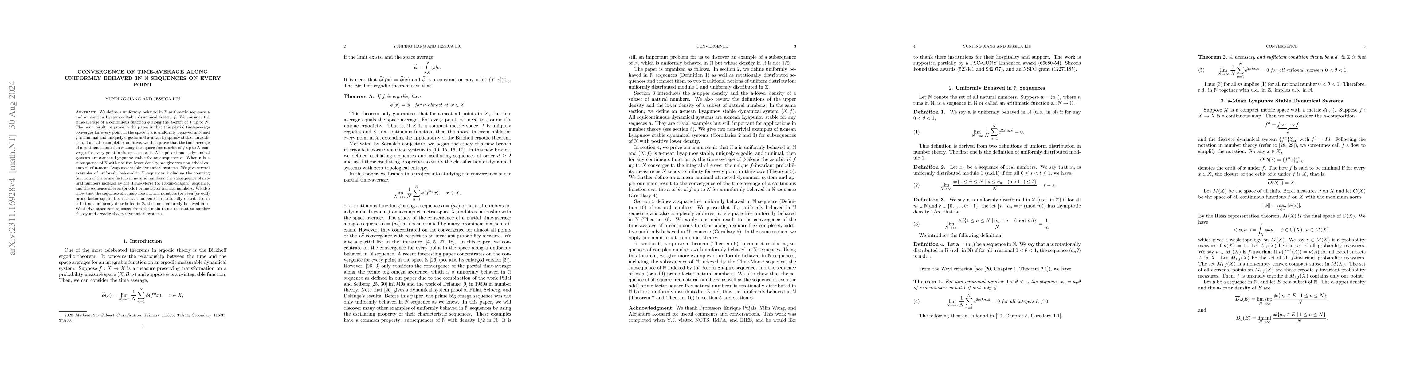 Thumbnail for Pointwise Ergodic Theorems for Uniformly Behaved in ${\mathbb N}$
  Sequences