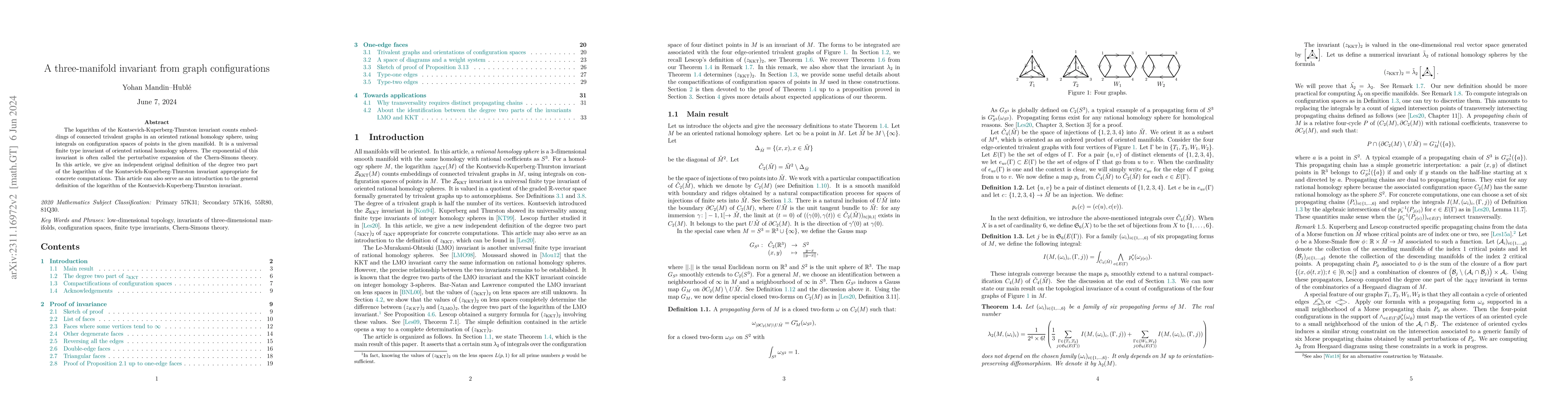 Thumbnail for A three-manifold invariant from graph configurations