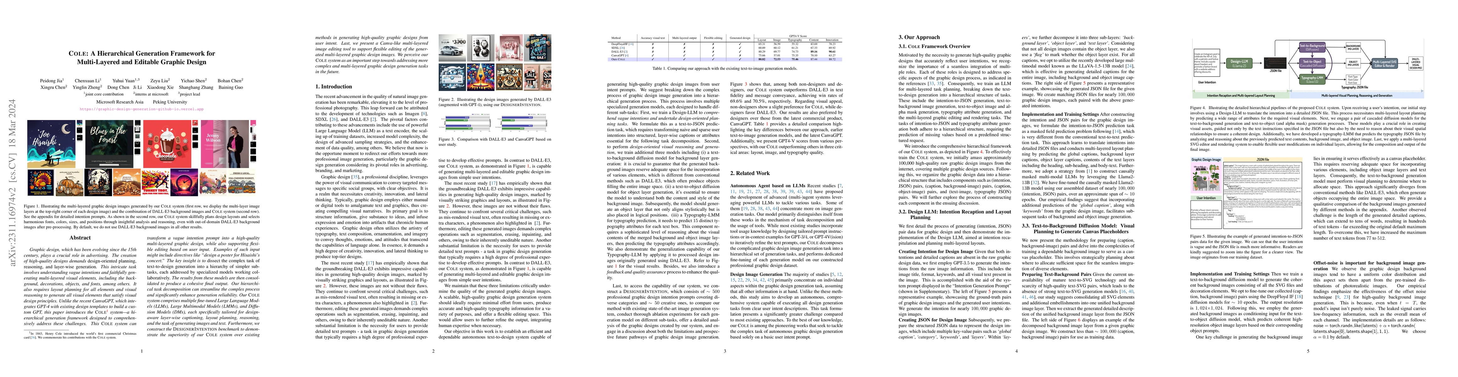 Thumbnail for COLE: A Hierarchical Generation Framework for Multi-Layered and Editable
  Graphic Design