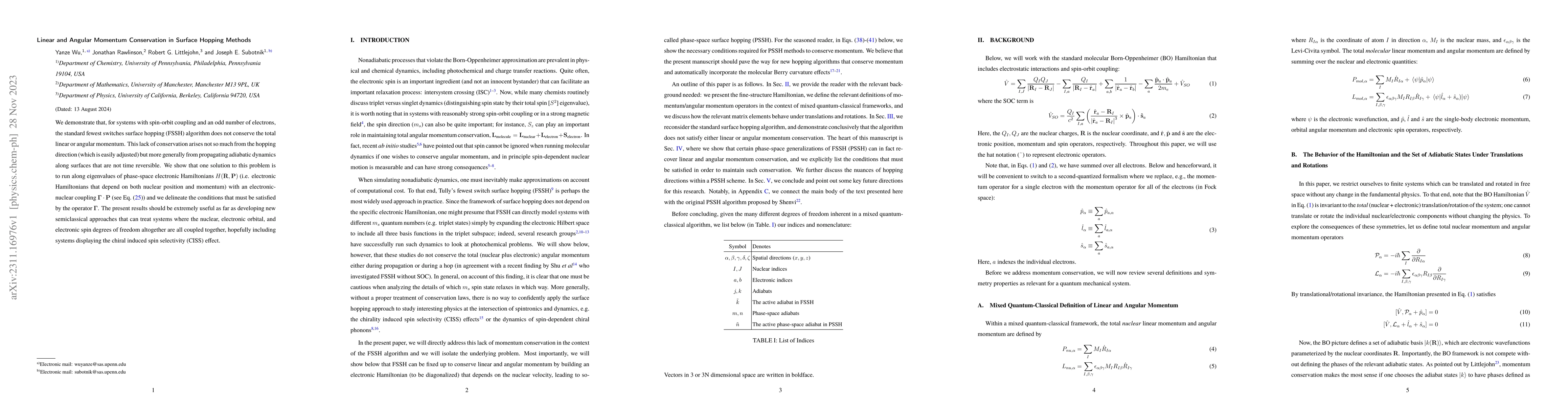 Thumbnail for Linear and Angular Momentum Conservation in Surface Hopping Methods