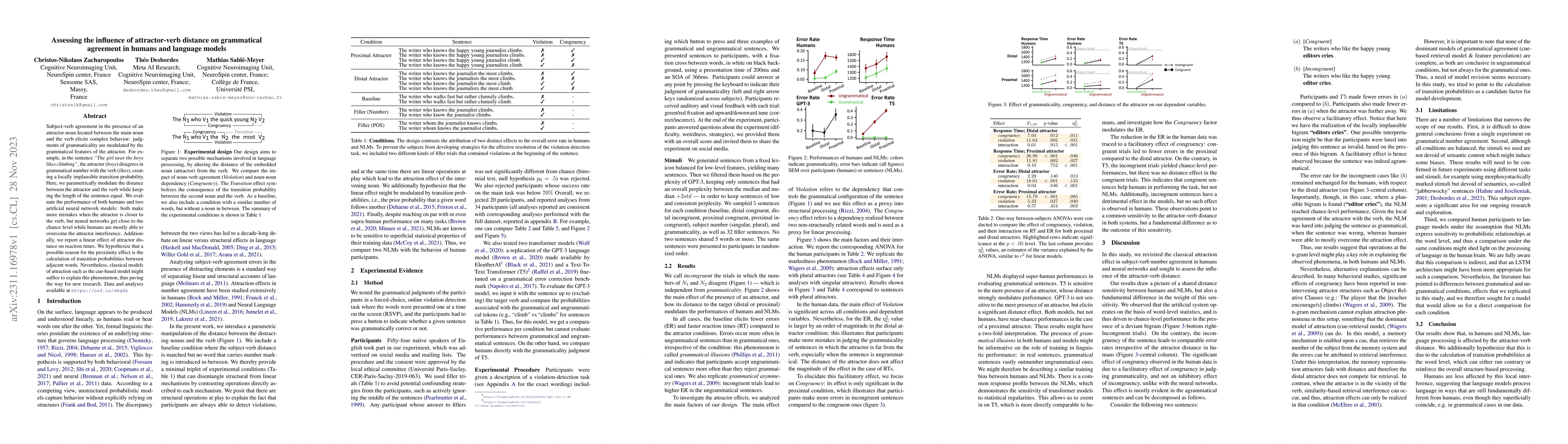Thumbnail for Assessing the influence of attractor-verb distance on grammatical
  agreement in humans and language models