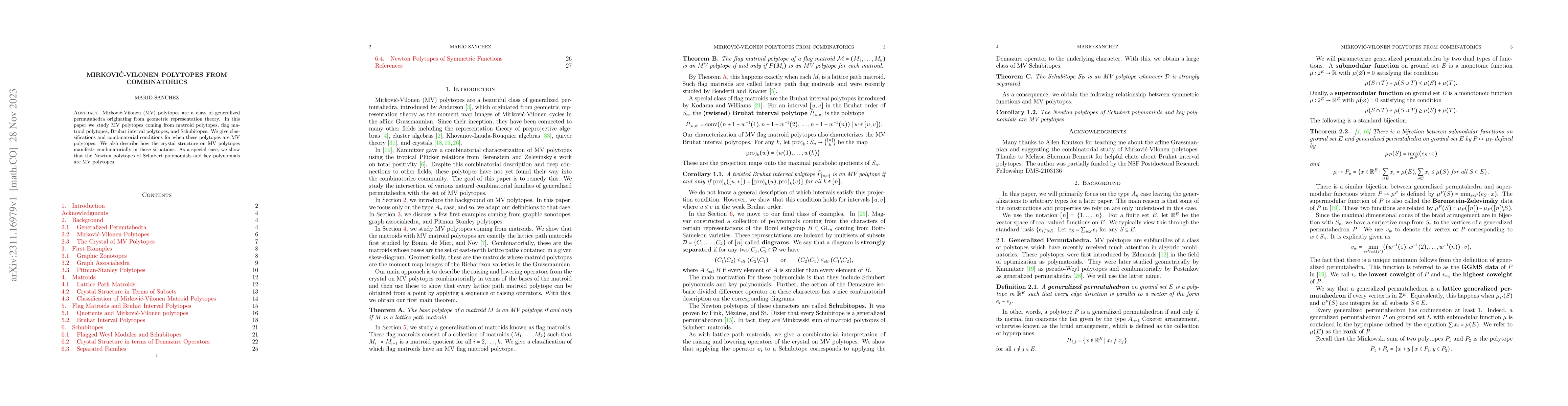 Thumbnail for Mirkovi\'c-Vilonen Polytopes from Combinatorics