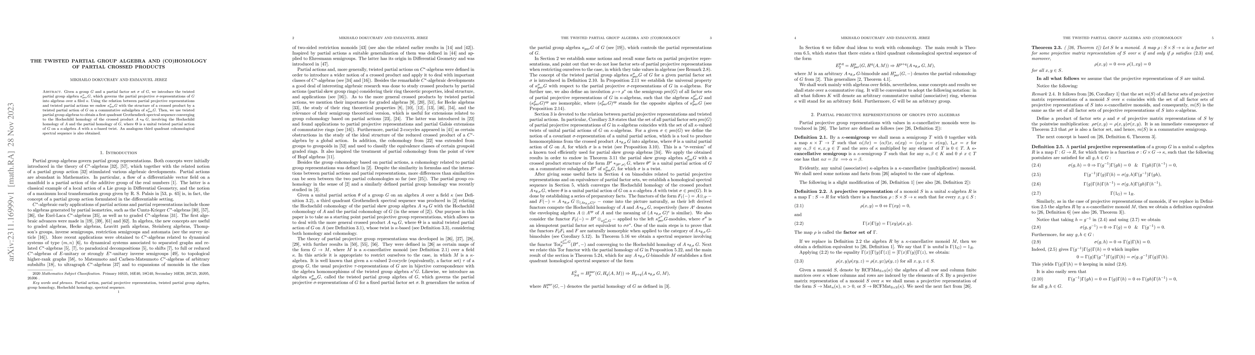 Thumbnail for The twisted partial group algebra and (co)homology of partial crossed
  products