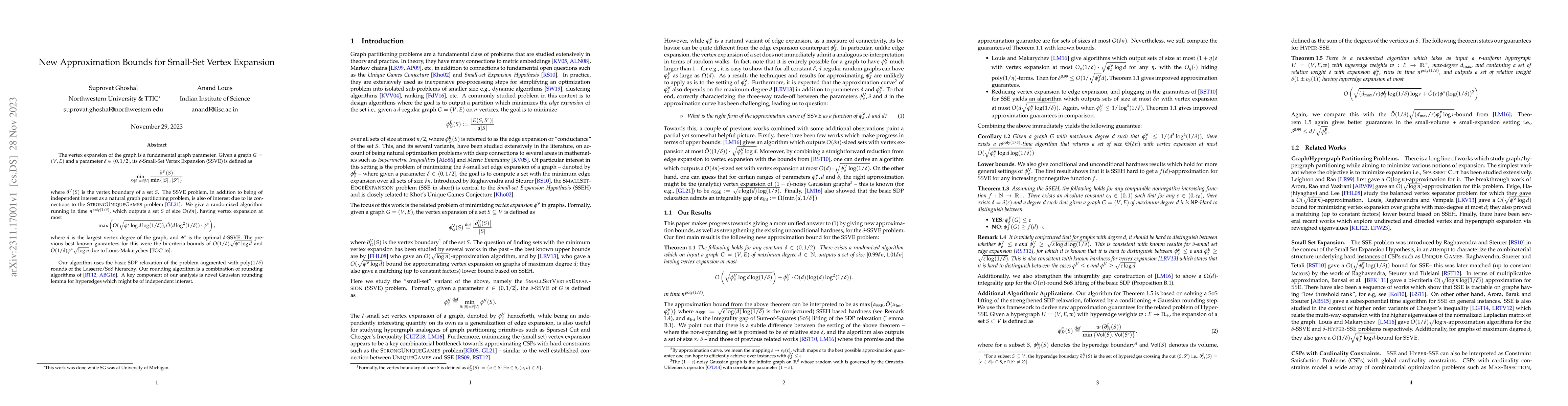 Thumbnail for New Approximation Bounds for Small-Set Vertex Expansion