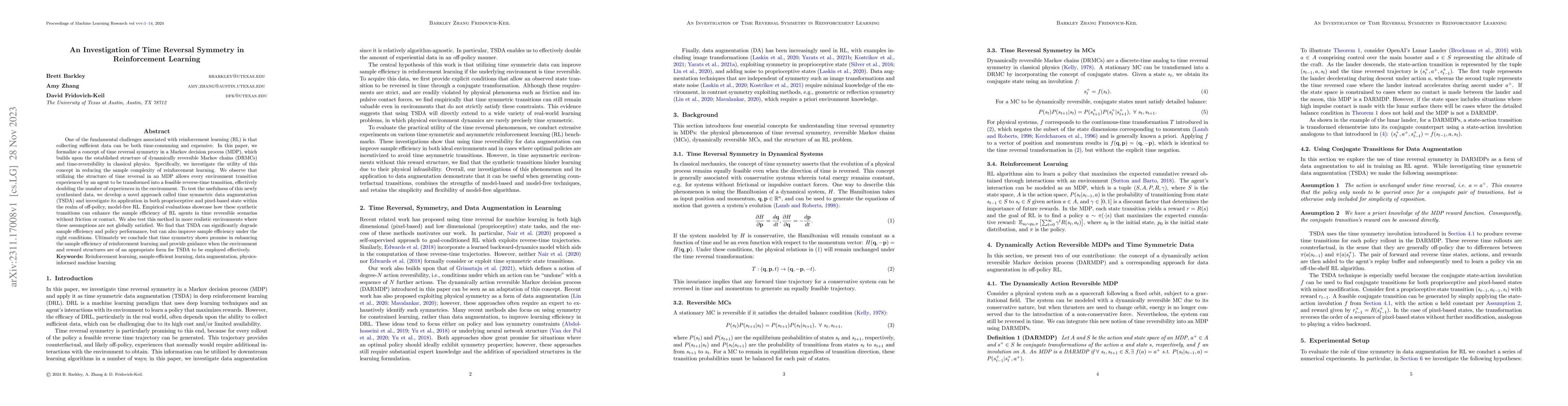 Thumbnail for An Investigation of Time Reversal Symmetry in Reinforcement Learning