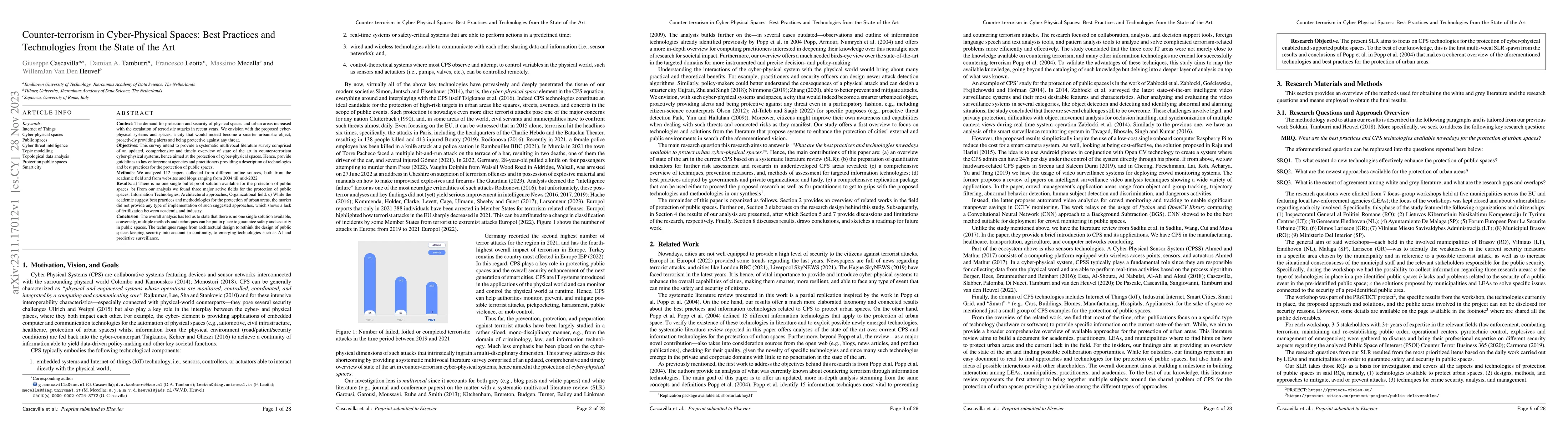 Thumbnail for Counter-terrorism in cyber-physical spaces: Best practices and
  technologies from the state of the art