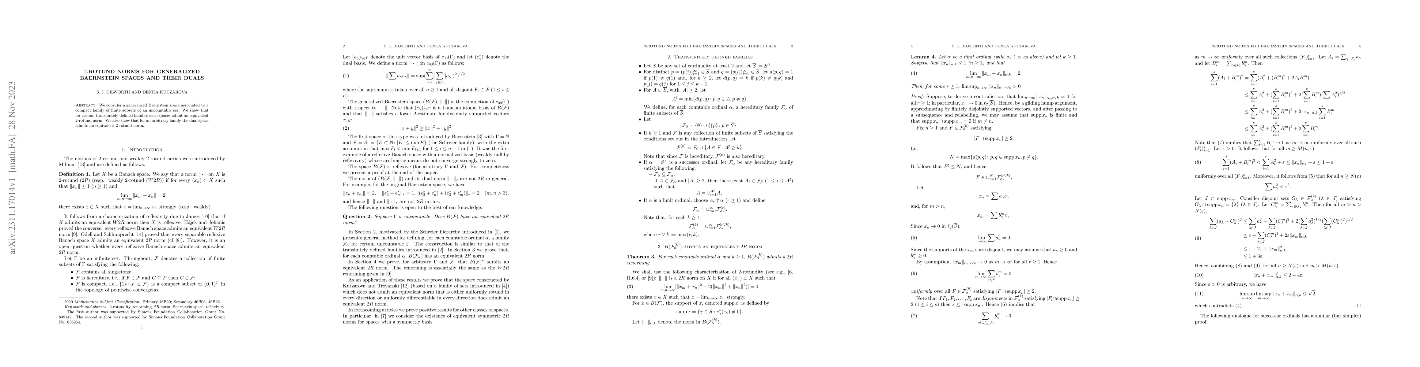 Thumbnail for $2$-rotund norms for generalized Baernstein spaces and their duals