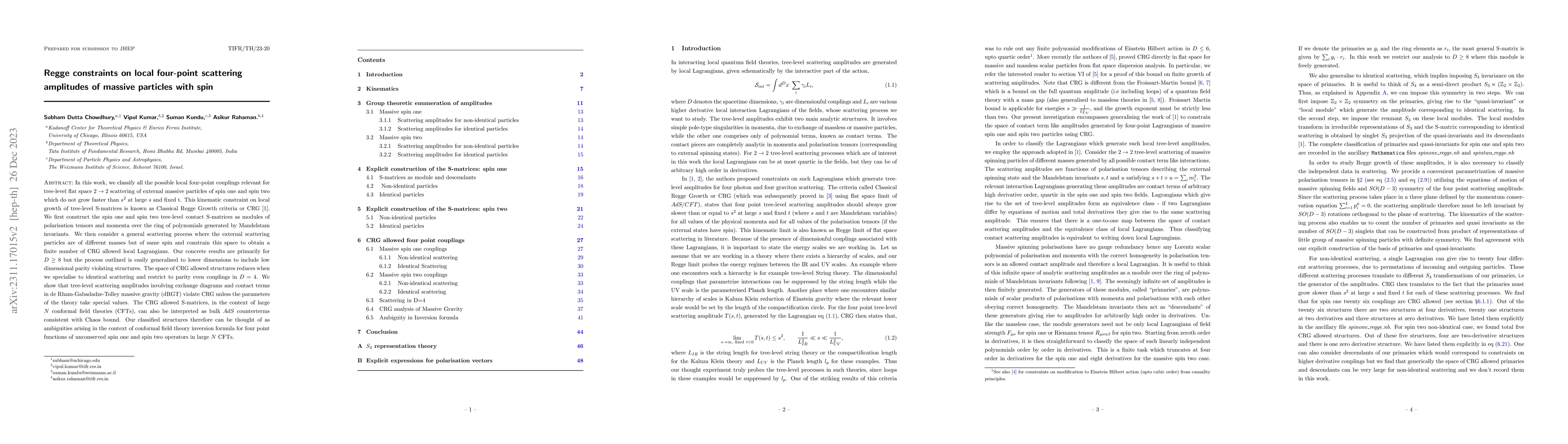 Thumbnail for Regge constraints on local four-point scattering amplitudes of massive
  particles with spin