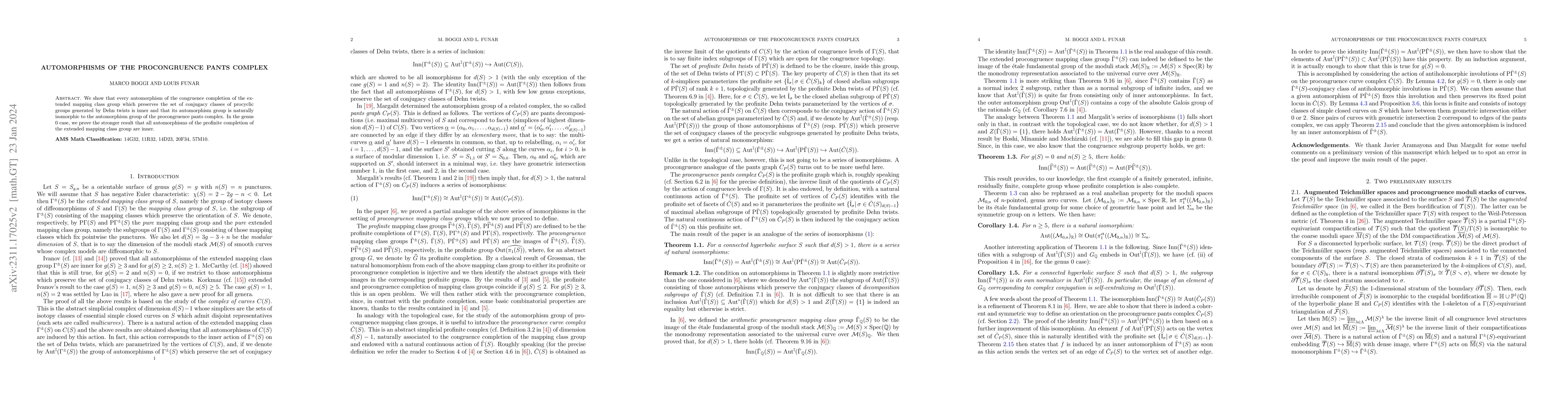 Thumbnail for Automorphisms of the procongruence pants complex