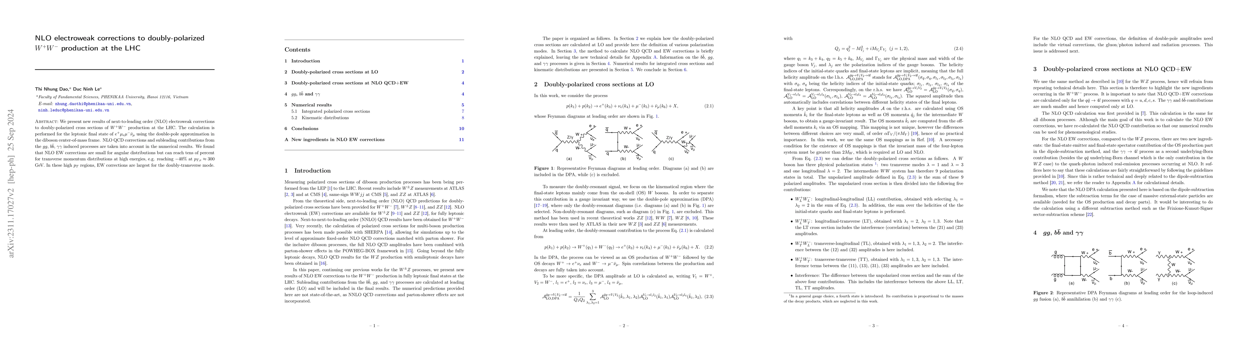 Thumbnail for NLO electroweak corrections to doubly-polarized $W^+W^-$ production at
  the LHC
