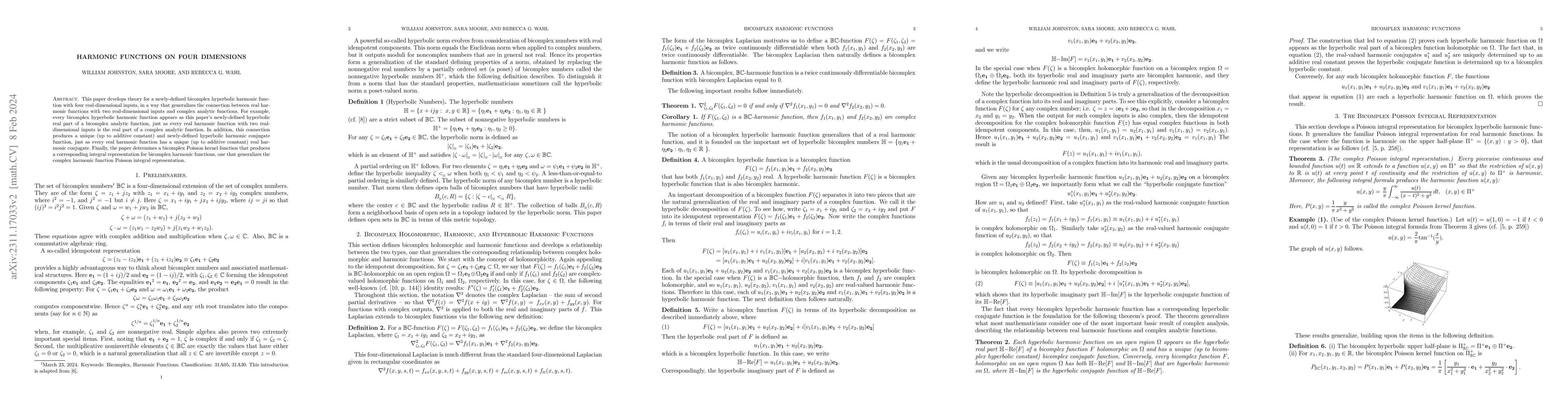 Thumbnail for Harmonic Functions on Four Dimensions