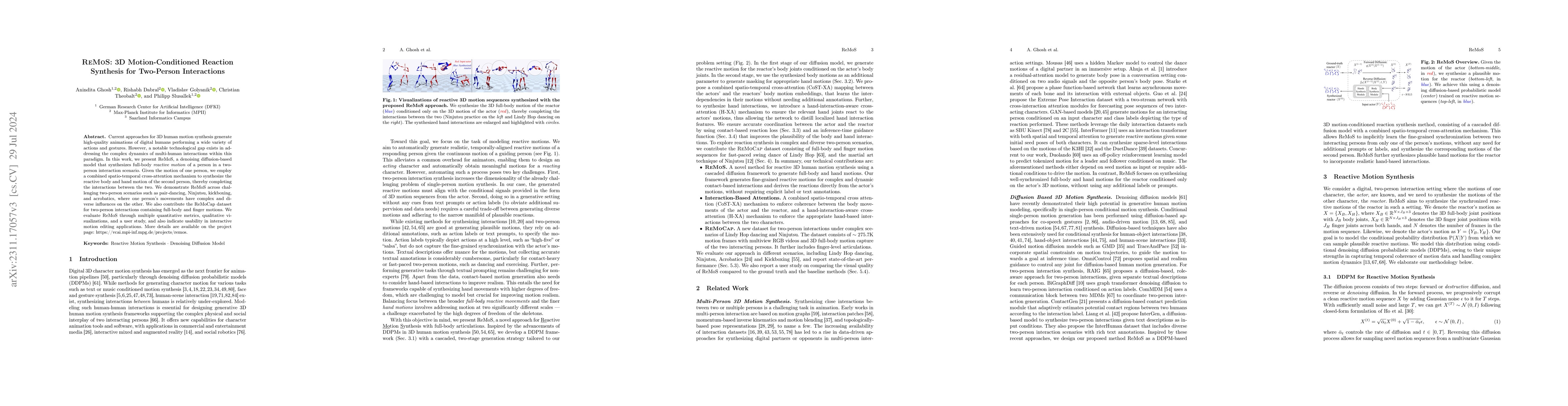 Thumbnail for ReMoS: 3D Motion-Conditioned Reaction Synthesis for Two-Person
  Interactions