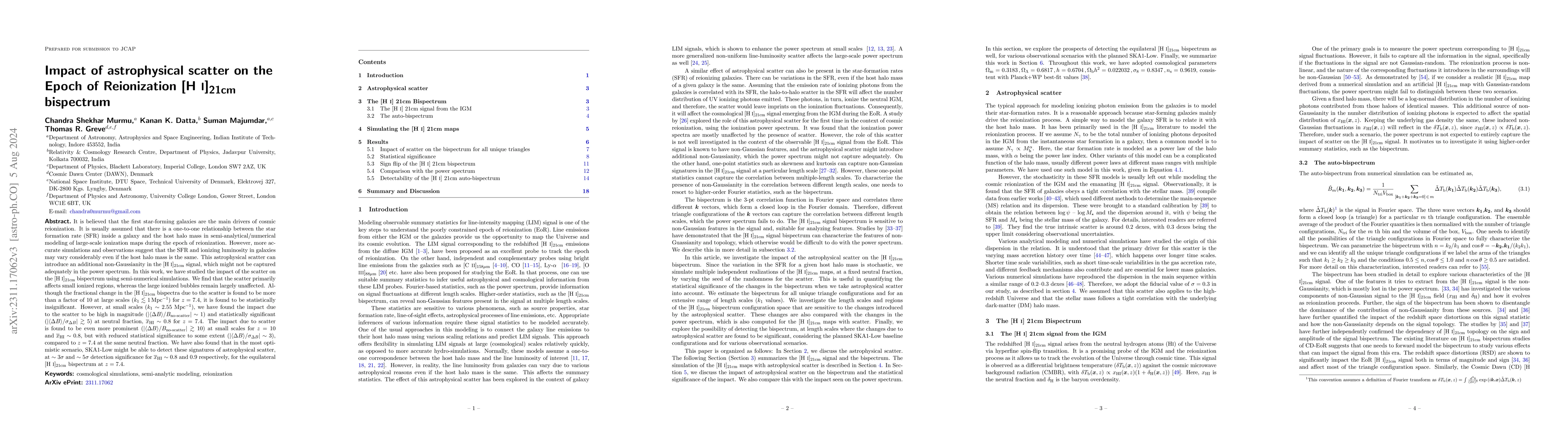 Thumbnail for Impact of astrophysical scatter on the Epoch of Reionization [H I]$_{\rm
  21cm}$ bispectrum