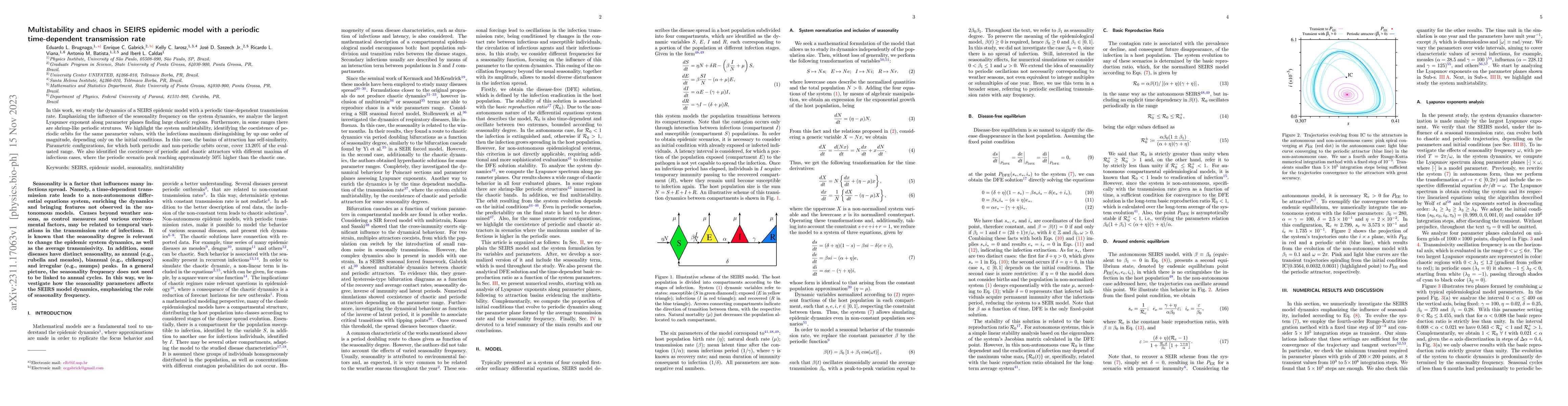 Thumbnail for Multistability and chaos in SEIRS epidemic model with a periodic
  time-dependent transmission rate