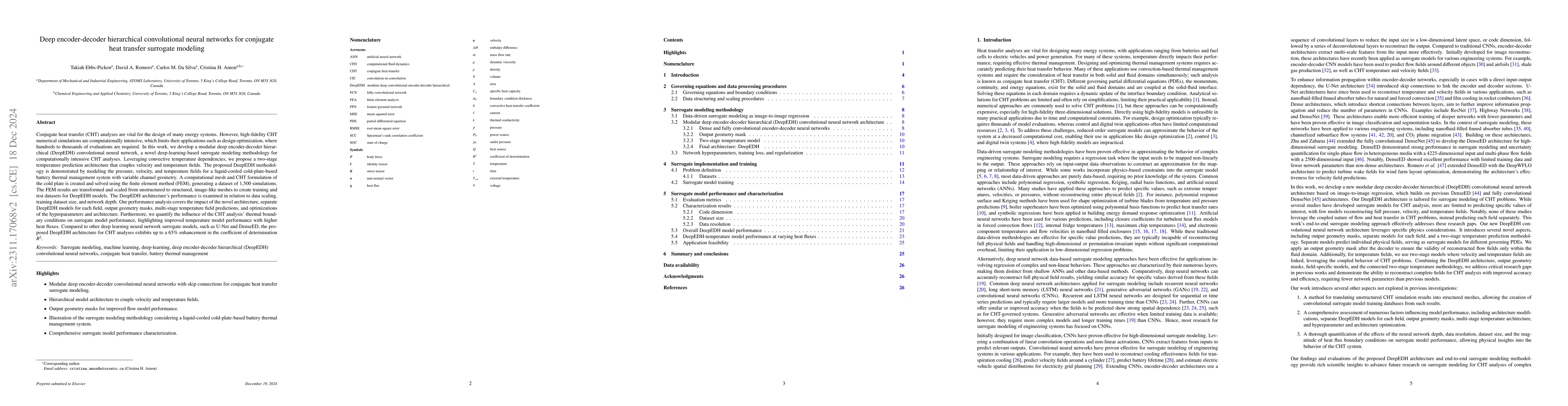 Thumbnail for Deep convolutional encoder-decoder hierarchical neural networks for
  conjugate heat transfer surrogate modeling