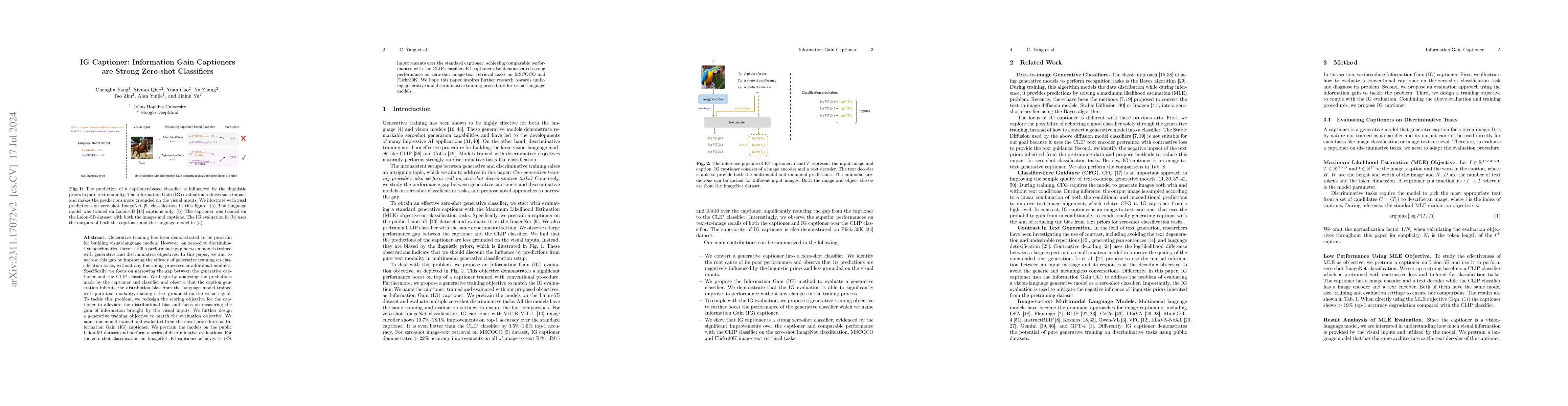 Thumbnail for IG Captioner: Information Gain Captioners are Strong Zero-shot
  Classifiers