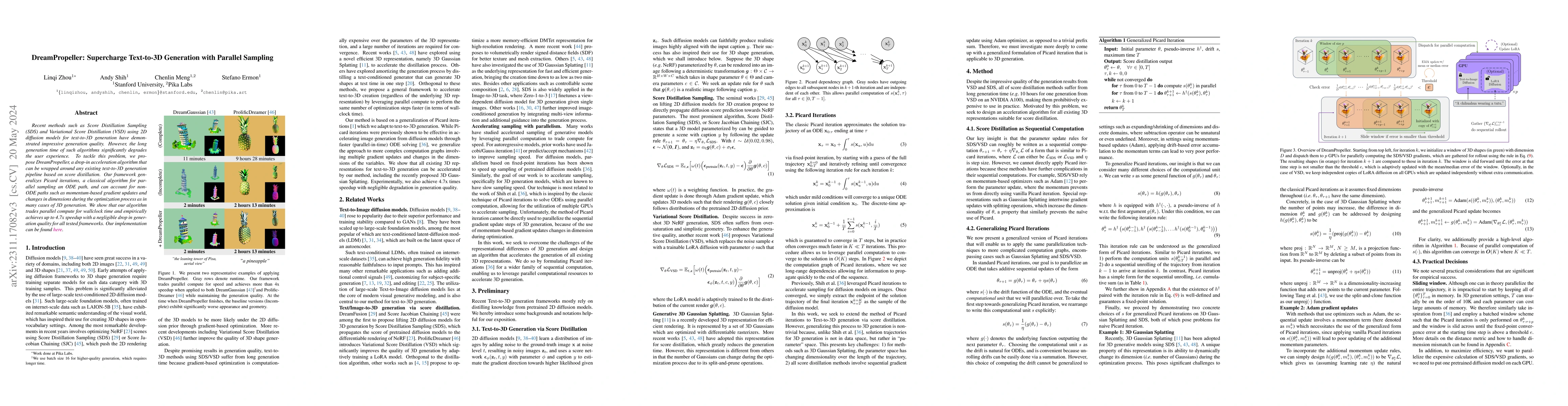 Thumbnail for DreamPropeller: Supercharge Text-to-3D Generation with Parallel Sampling