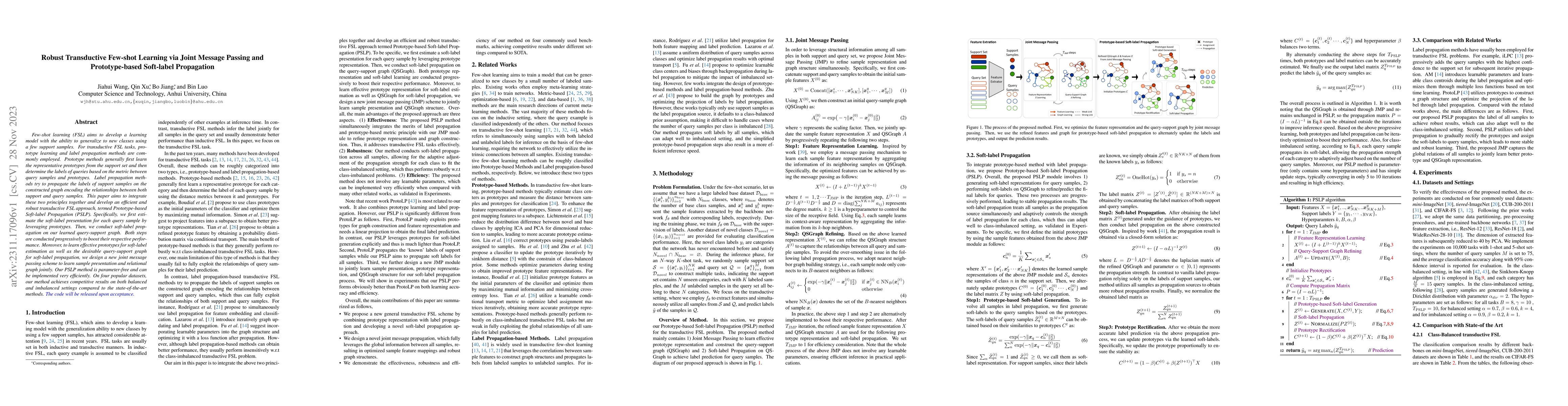 Thumbnail for Robust Transductive Few-shot Learning via Joint Message Passing and
  Prototype-based Soft-label Propagation