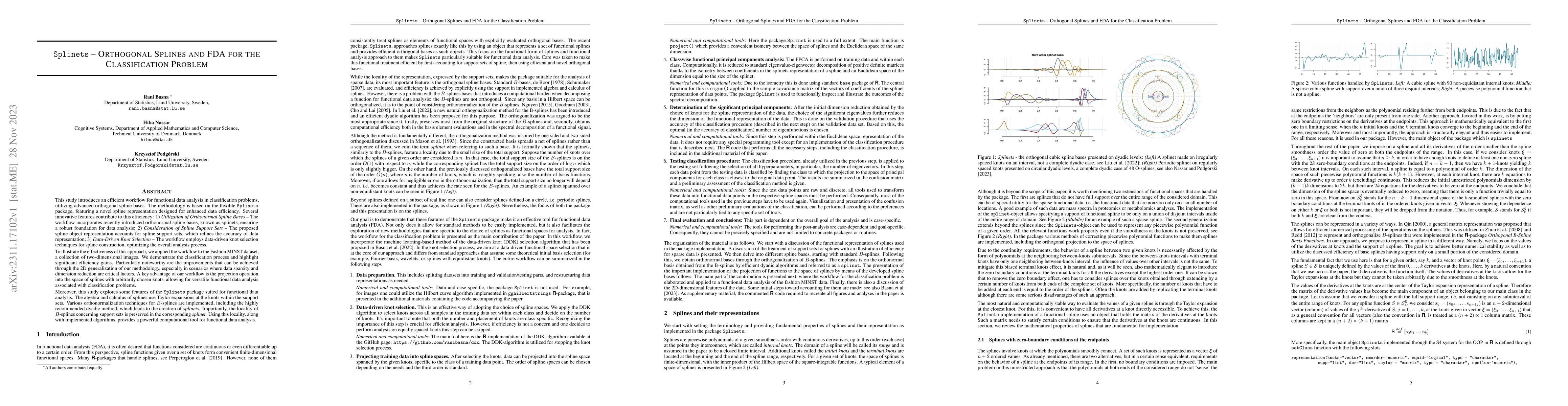 Thumbnail for Splinets -- Orthogonal Splines and FDA for the Classification Problem