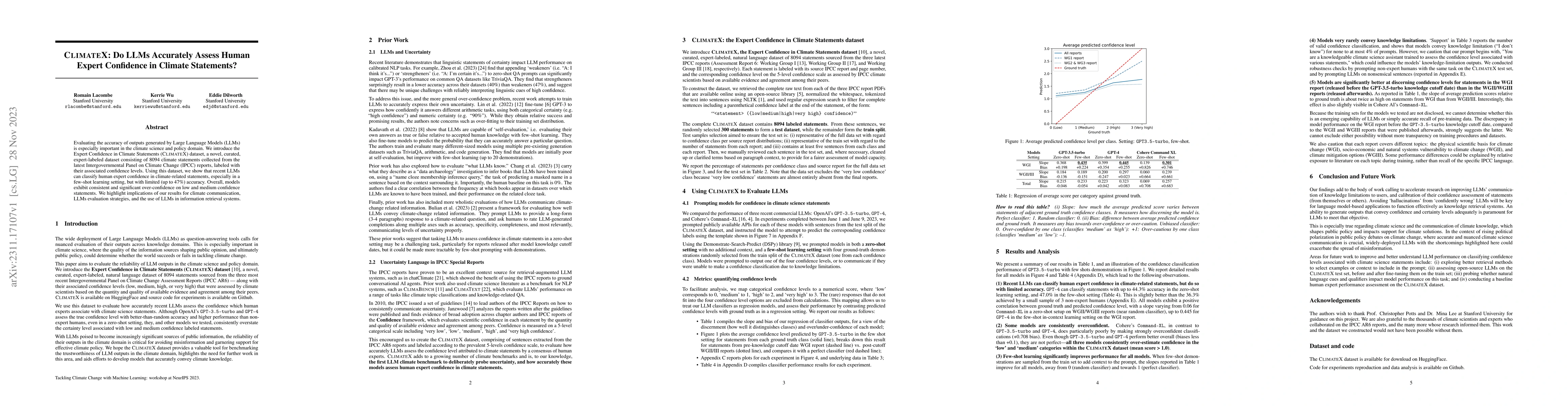 Thumbnail for ClimateX: Do LLMs Accurately Assess Human Expert Confidence in Climate
  Statements?