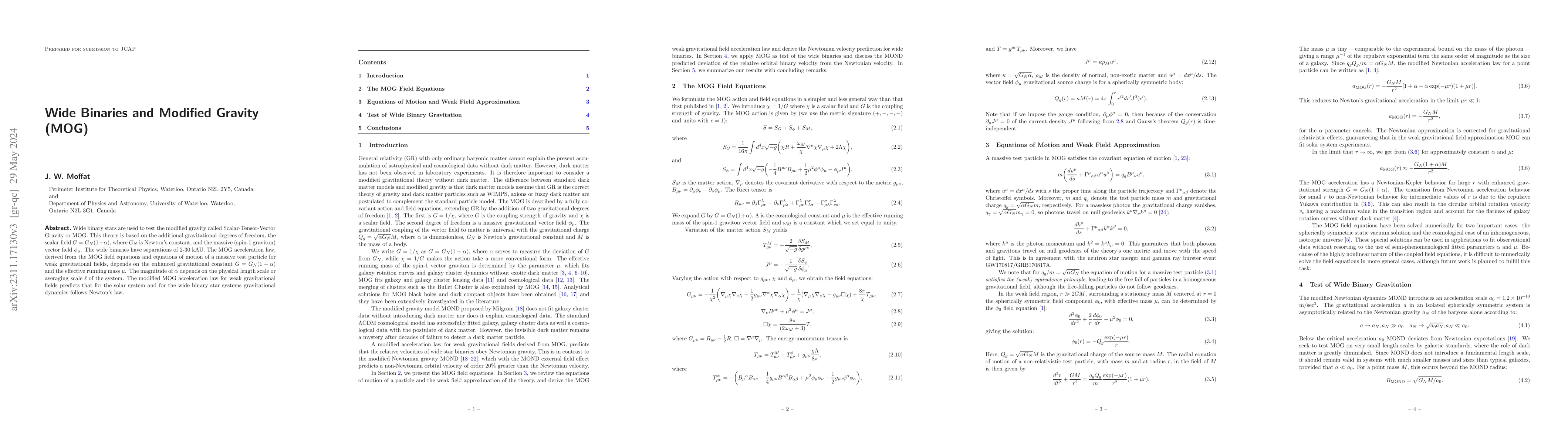 Thumbnail for Wide Binaries and Modified Gravity (MOG)