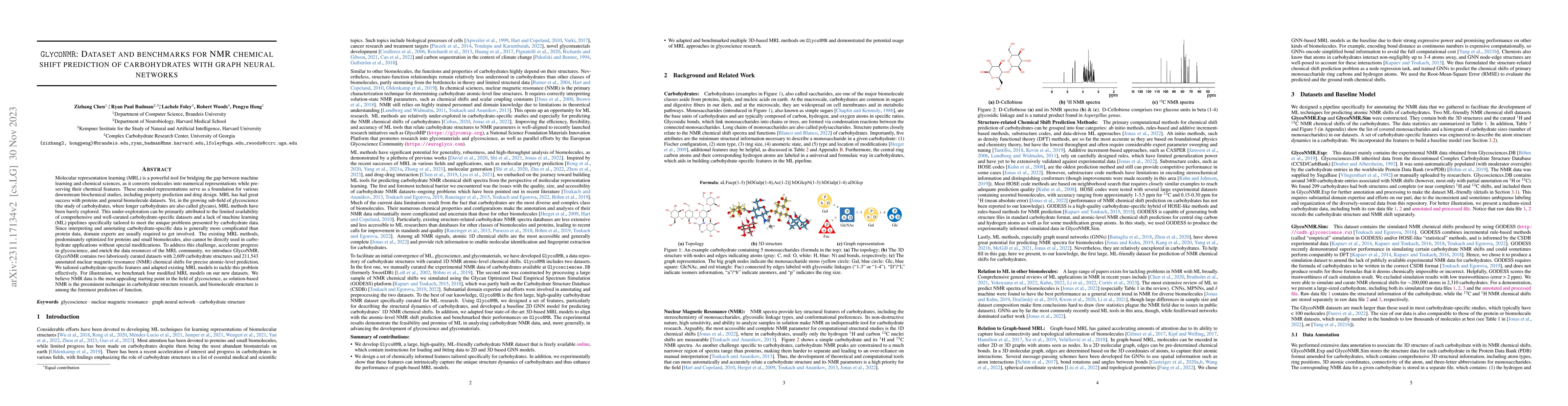 Thumbnail for GlycoNMR: Dataset and benchmarks for NMR chemical shift prediction of
  carbohydrates with graph neural networks