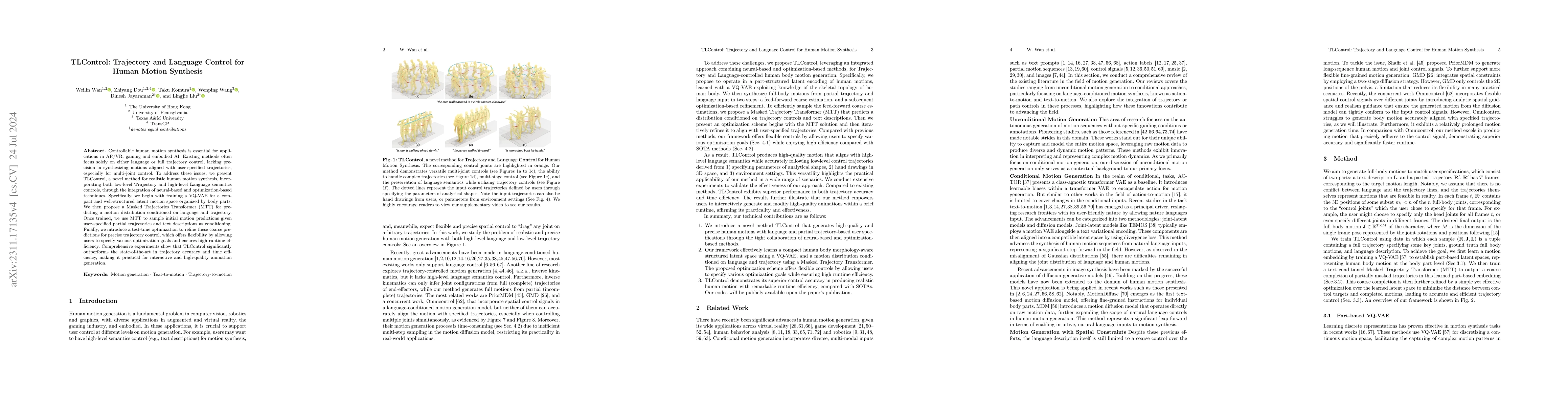 Thumbnail for TLControl: Trajectory and Language Control for Human Motion Synthesis