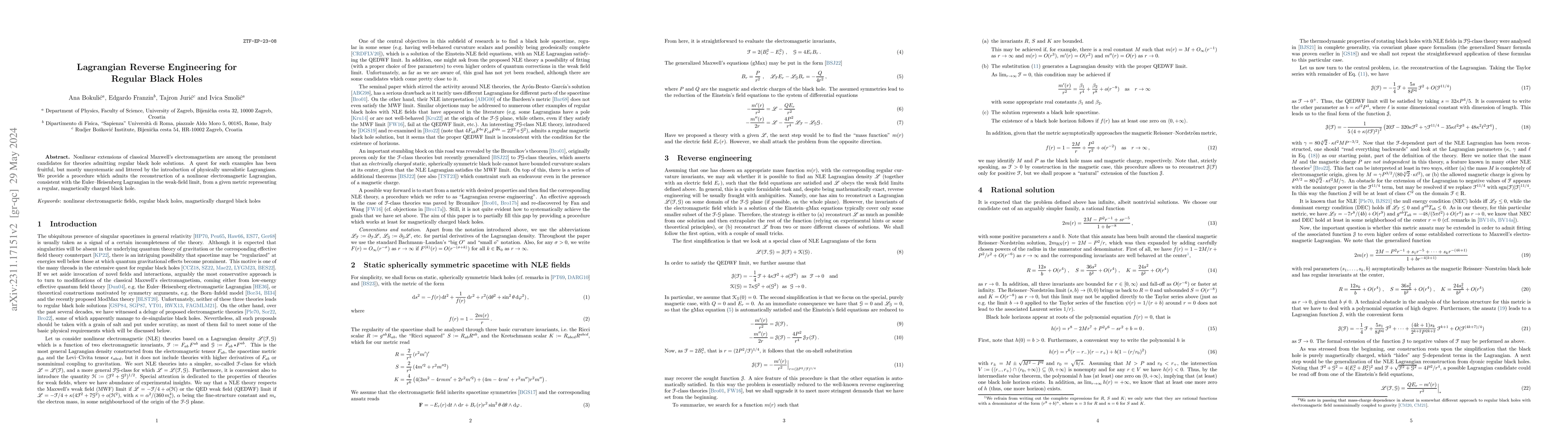 Thumbnail for Lagrangian reverse engineering for regular black holes