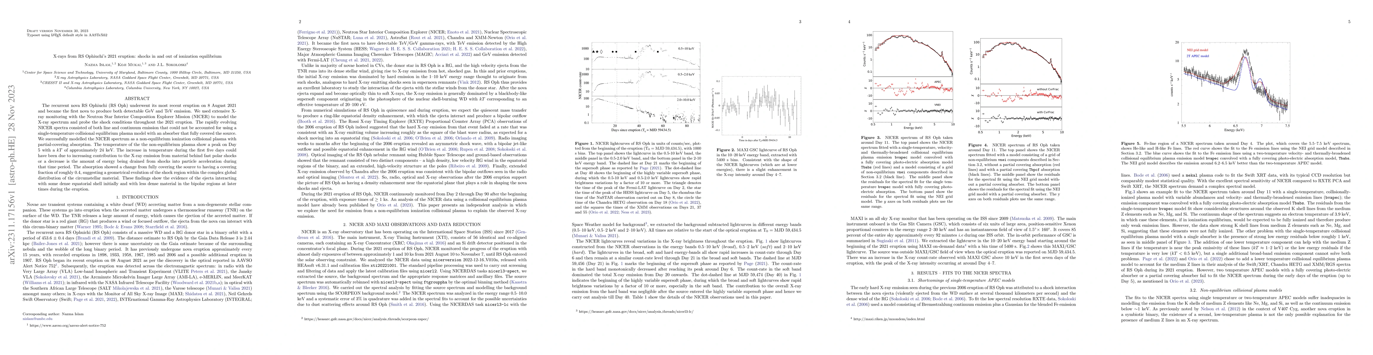 Thumbnail for X-rays from RS Ophiuchi's 2021 eruption: shocks in and out of ionization
  equilibrium