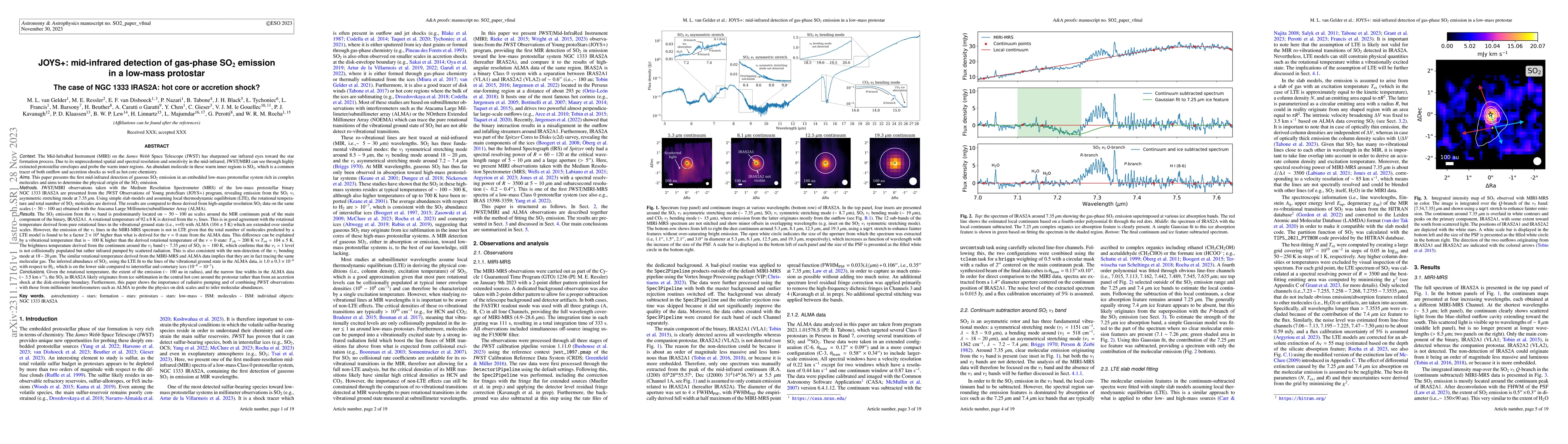 Thumbnail for JOYS+: mid-infrared detection of gas-phase SO$_2$ emission in a low-mass
  protostar. The case of NGC 1333 IRAS2A: hot core or accretion shock?