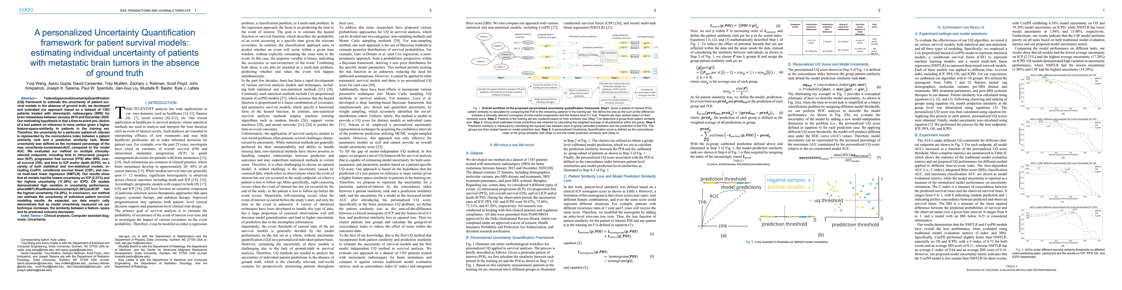 Thumbnail for A personalized Uncertainty Quantification framework for patient survival
  models: estimating individual uncertainty of patients with metastatic brain
  tumors in the absence of ground truth