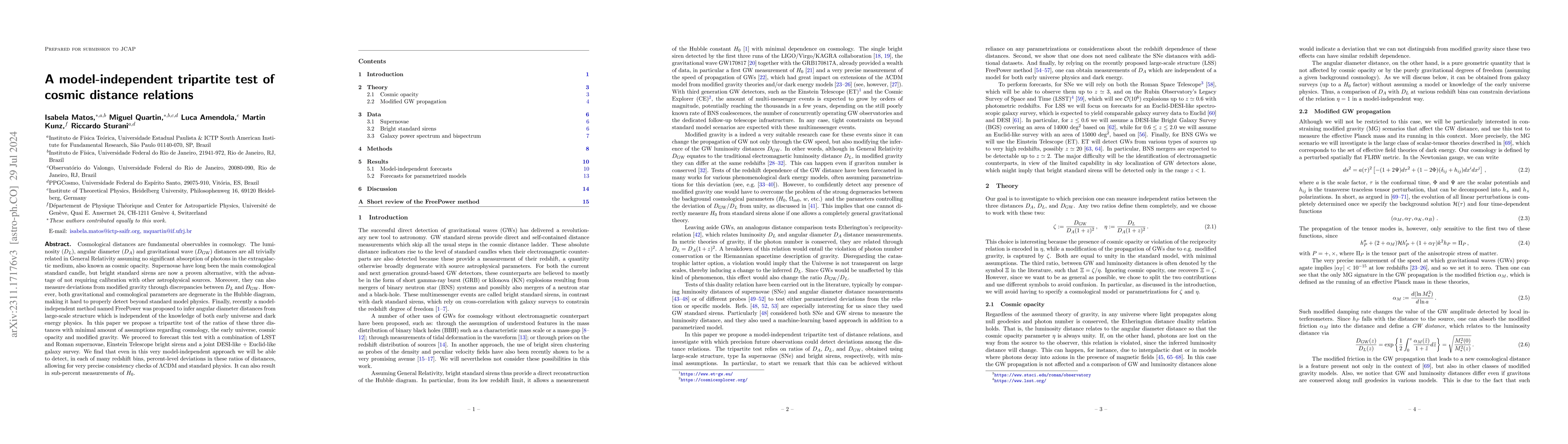 Thumbnail for A model-independent tripartite test of cosmic distance relations