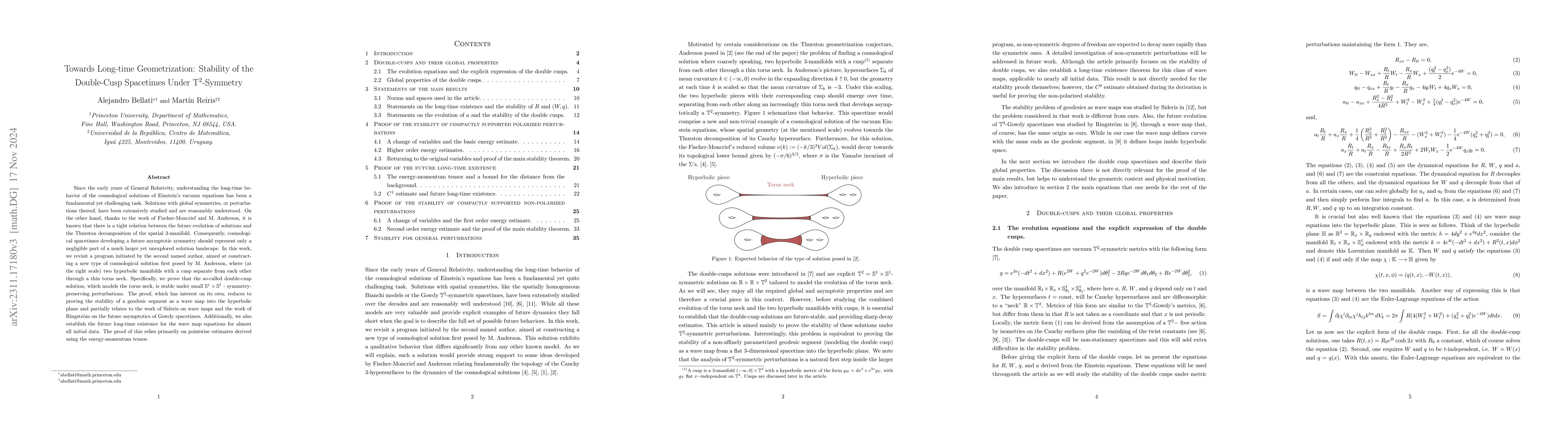 Thumbnail for Stability of the Double-Cusp Spacetimes and long-time geometrizations