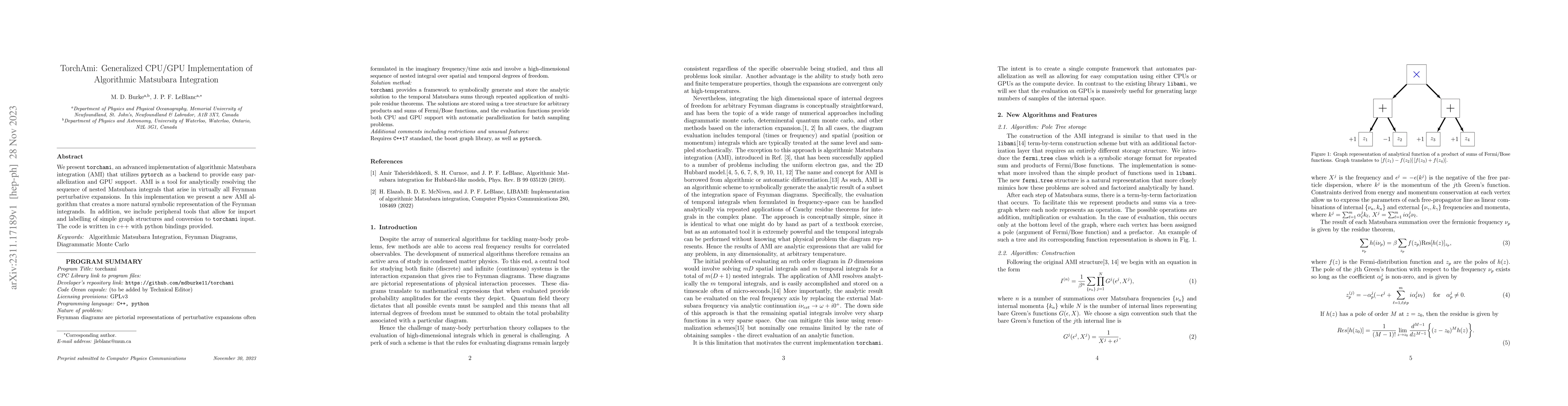 Thumbnail for TorchAmi: Generalized CPU/GPU Implementation of Algorithmic Matsubara
  Integration