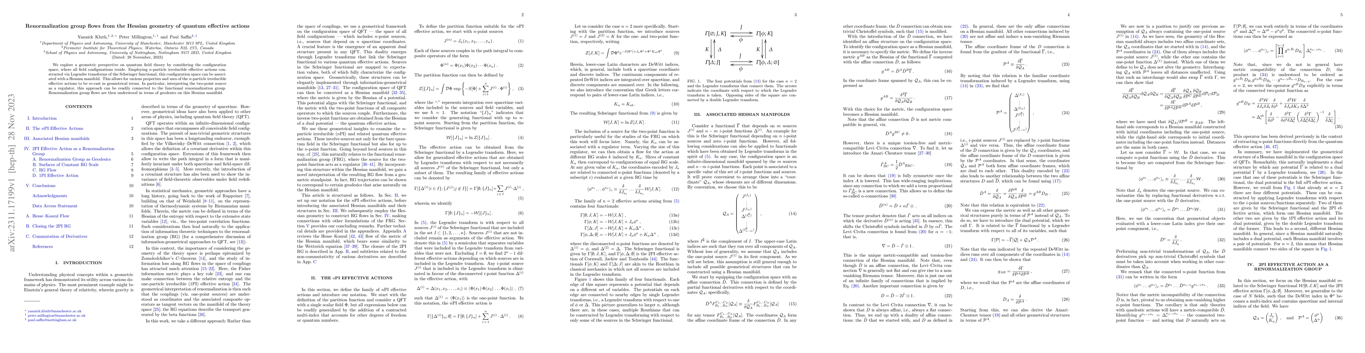 Thumbnail for Renormalization group flows from the Hessian geometry of quantum
  effective actions