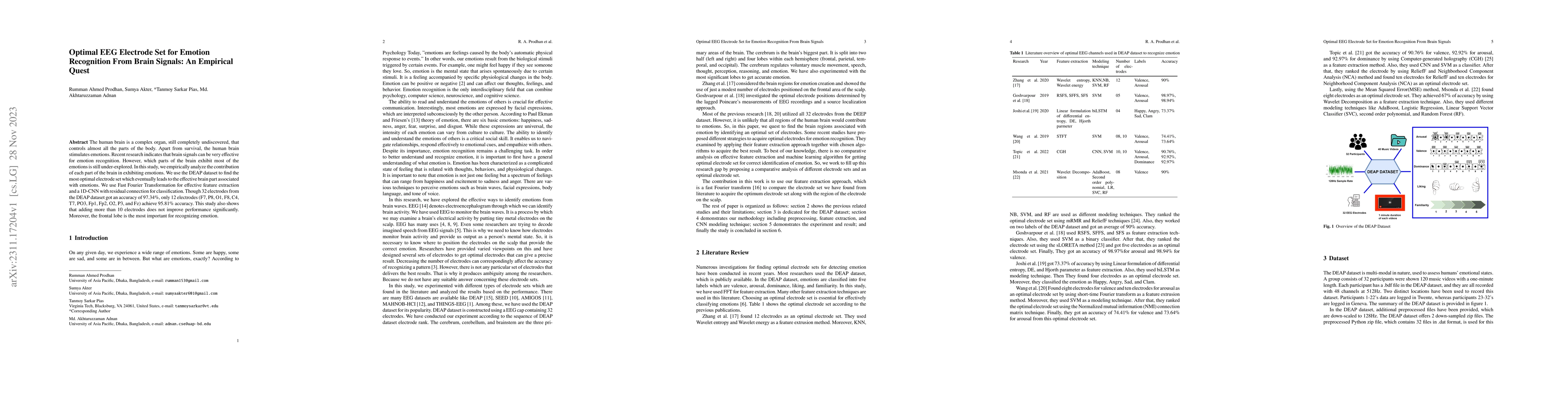 Thumbnail for Optimal EEG Electrode Set for Emotion Recognition From Brain Signals: An
  Empirical Quest