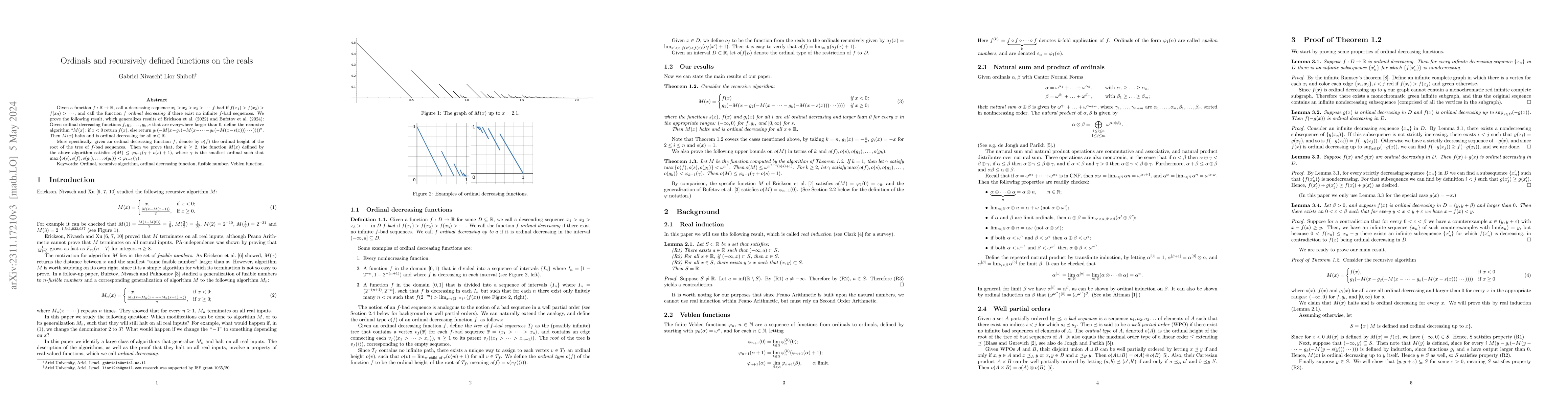 Thumbnail for Ordinals and recursively defined functions on the reals