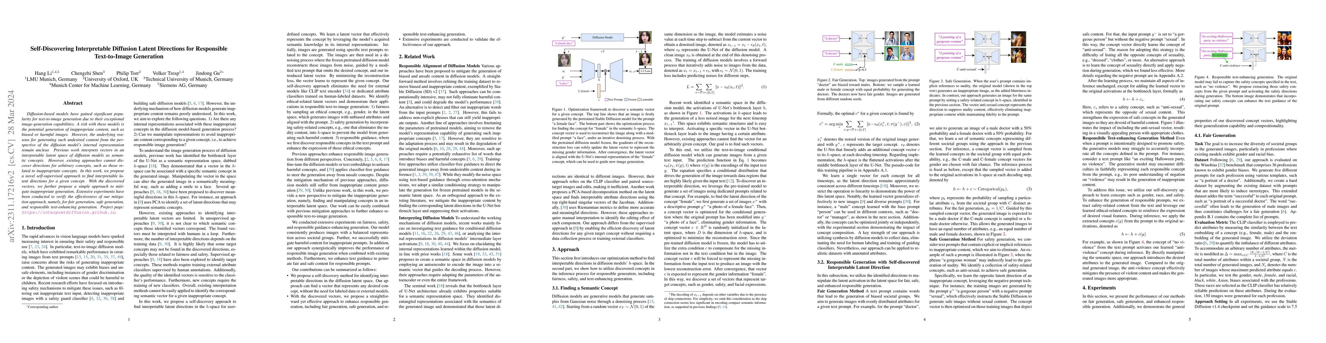 Thumbnail for Self-Discovering Interpretable Diffusion Latent Directions for
  Responsible Text-to-Image Generation