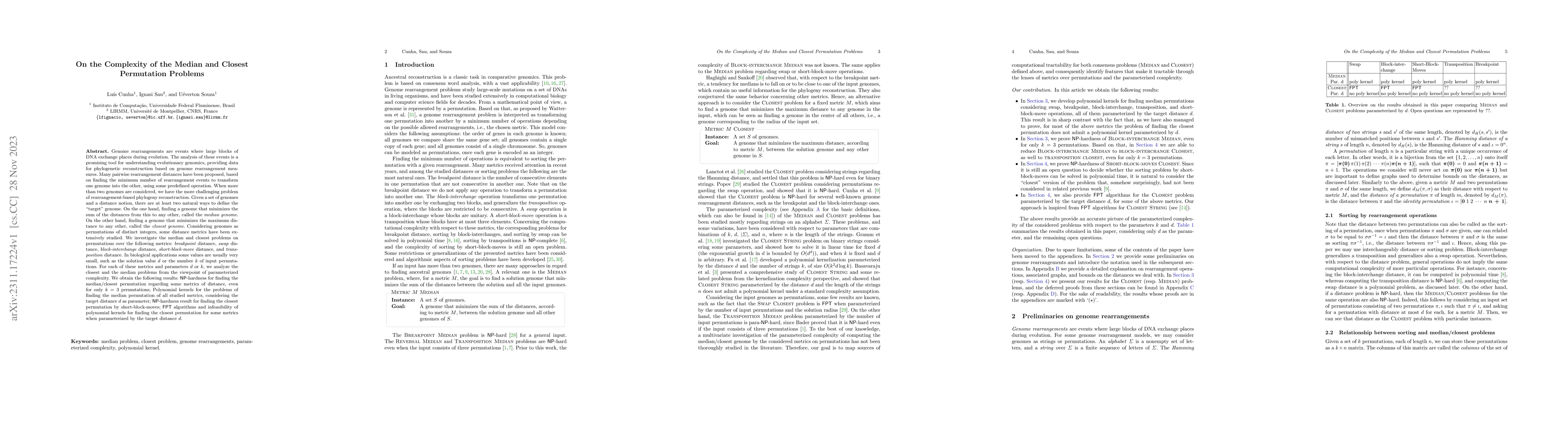 Thumbnail for On the Complexity of the Median and Closest Permutation Problems