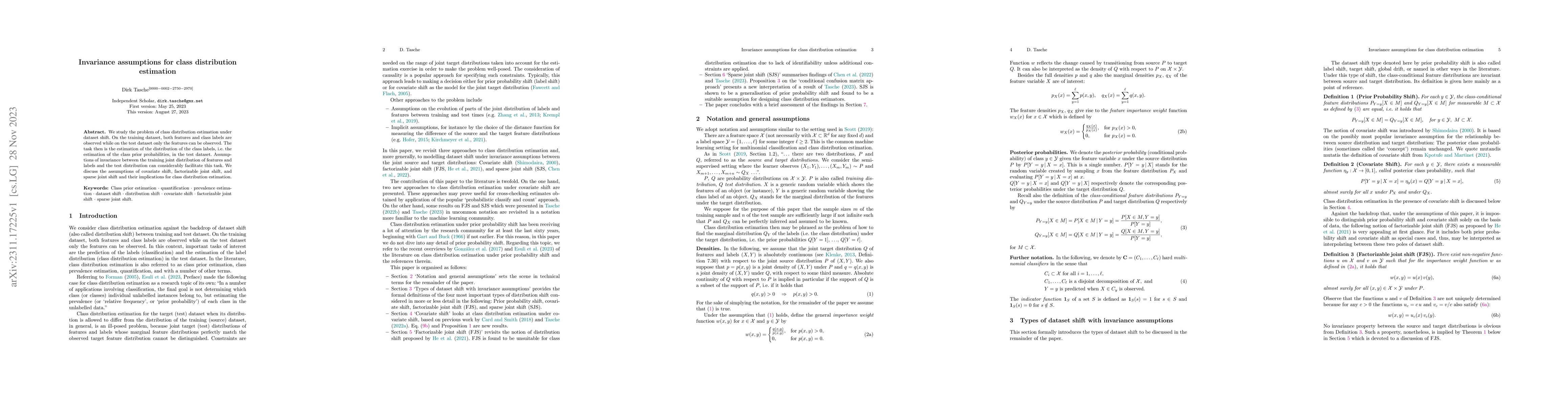 Thumbnail for Invariance assumptions for class distribution estimation