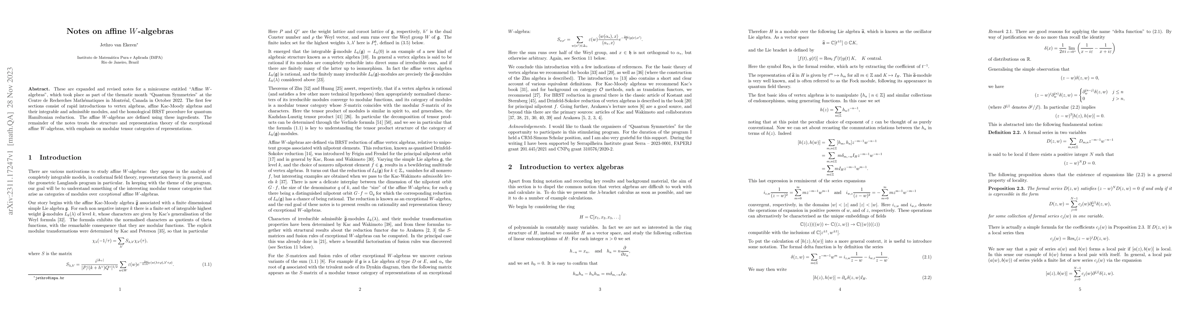 Thumbnail for Notes on affine W-algebras