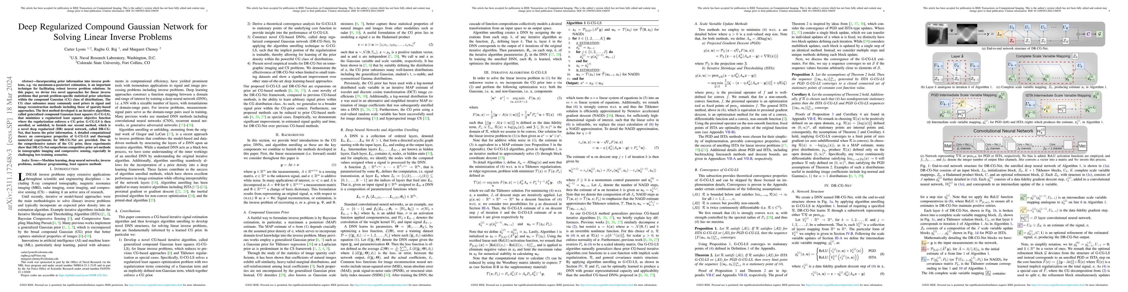 Thumbnail for Deep Regularized Compound Gaussian Network for Solving Linear Inverse
  Problems
