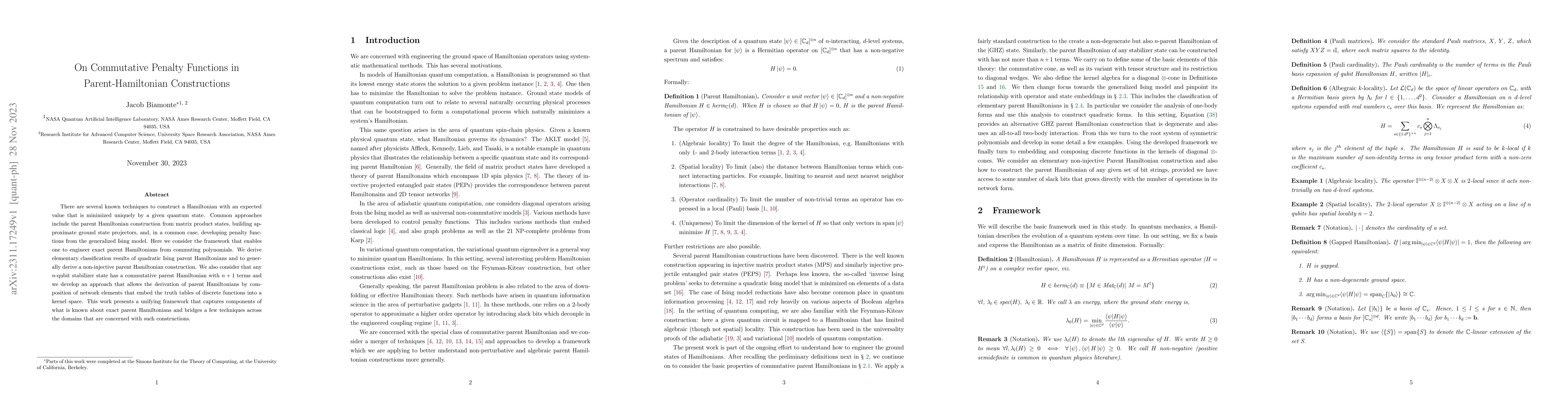 Thumbnail for On Commutative Penalty Functions in Parent-Hamiltonian Constructions