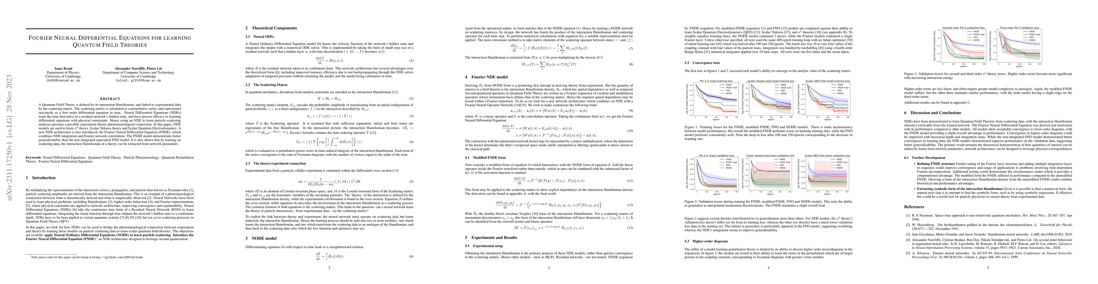 Thumbnail for Fourier Neural Differential Equations for learning Quantum Field
  Theories
