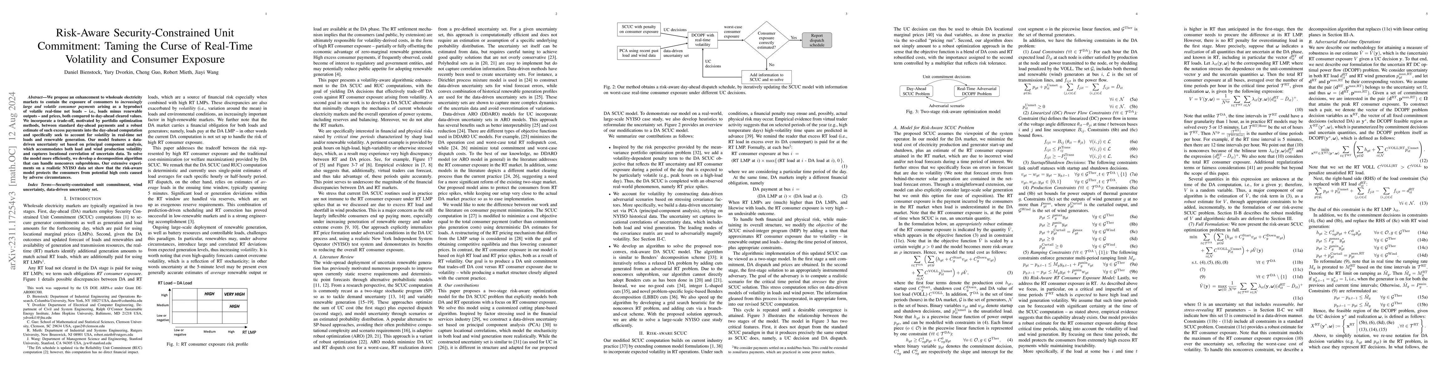 Thumbnail for Risk-Aware Security-Constrained Unit Commitment: Taming the Curse of
  Real-Time Volatility and Consumer Exposure
