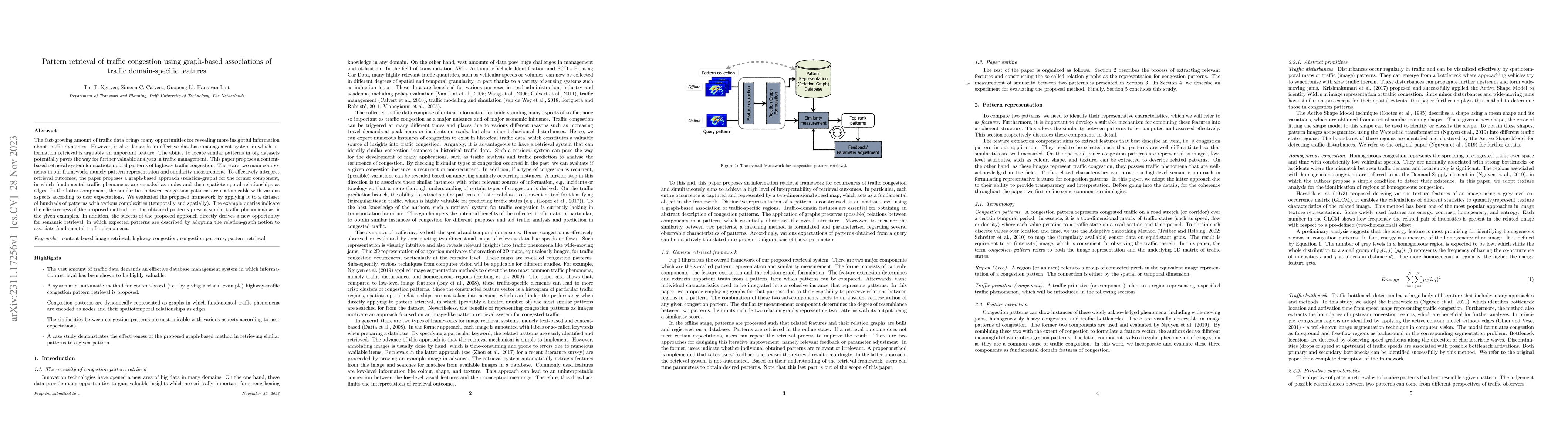 Thumbnail for Pattern retrieval of traffic congestion using graph-based associations
  of traffic domain-specific features