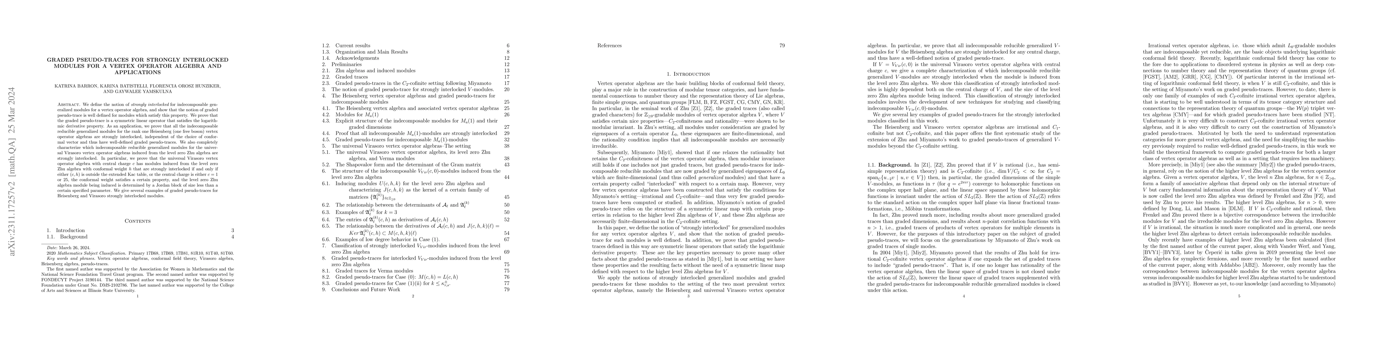 Thumbnail for Graded pseudo-traces for strongly interlocked modules for a vertex
  operator algebra and applications