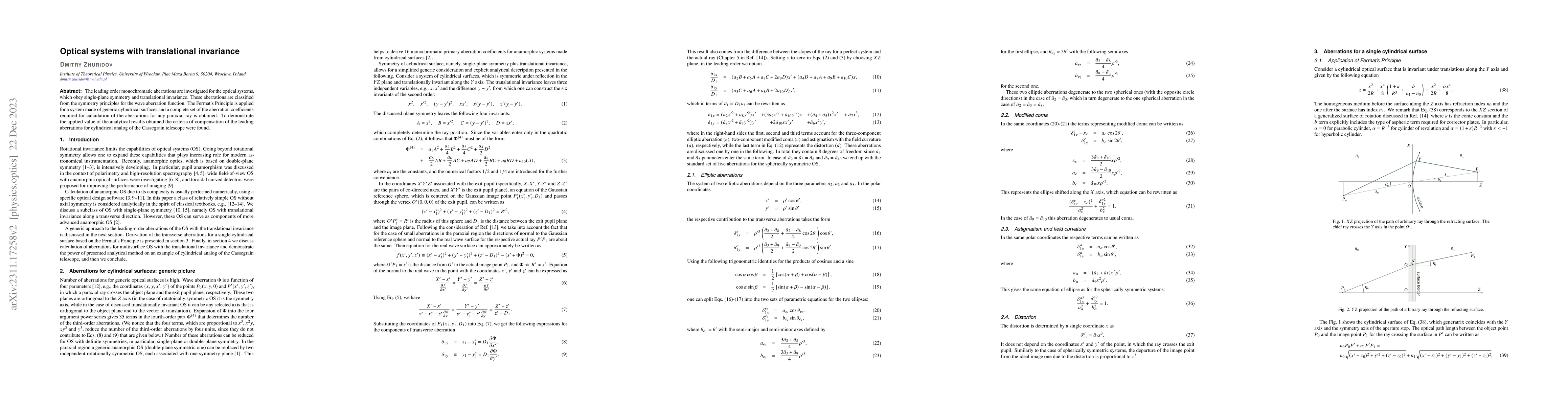 Thumbnail for Optical systems with translational invariance