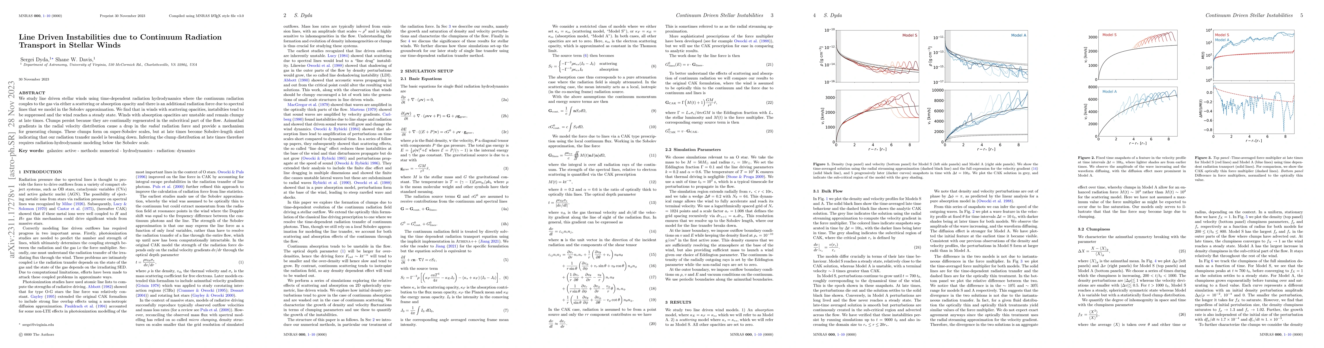 Thumbnail for Line Driven Instabilities due to Continuum Radiation Transport in
  Stellar Winds